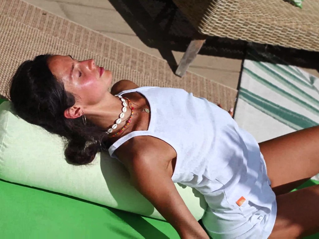 Article de Yoga Bolster de yoga 100 % coton Bio Epeautre 65 cm x 21 cm Bleu